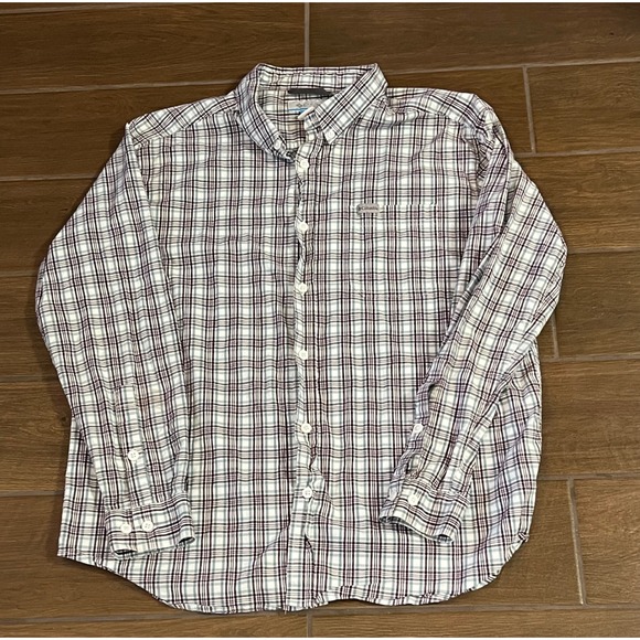 Columbia Other - Columbia Mens XL Plaid Button Down Shirt Long Sleeve Cotton Blend White